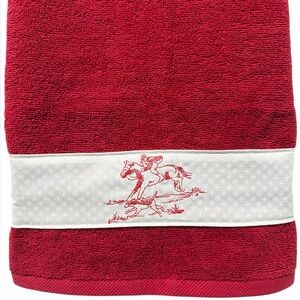 Handmade fox hunting hand towel embroidered